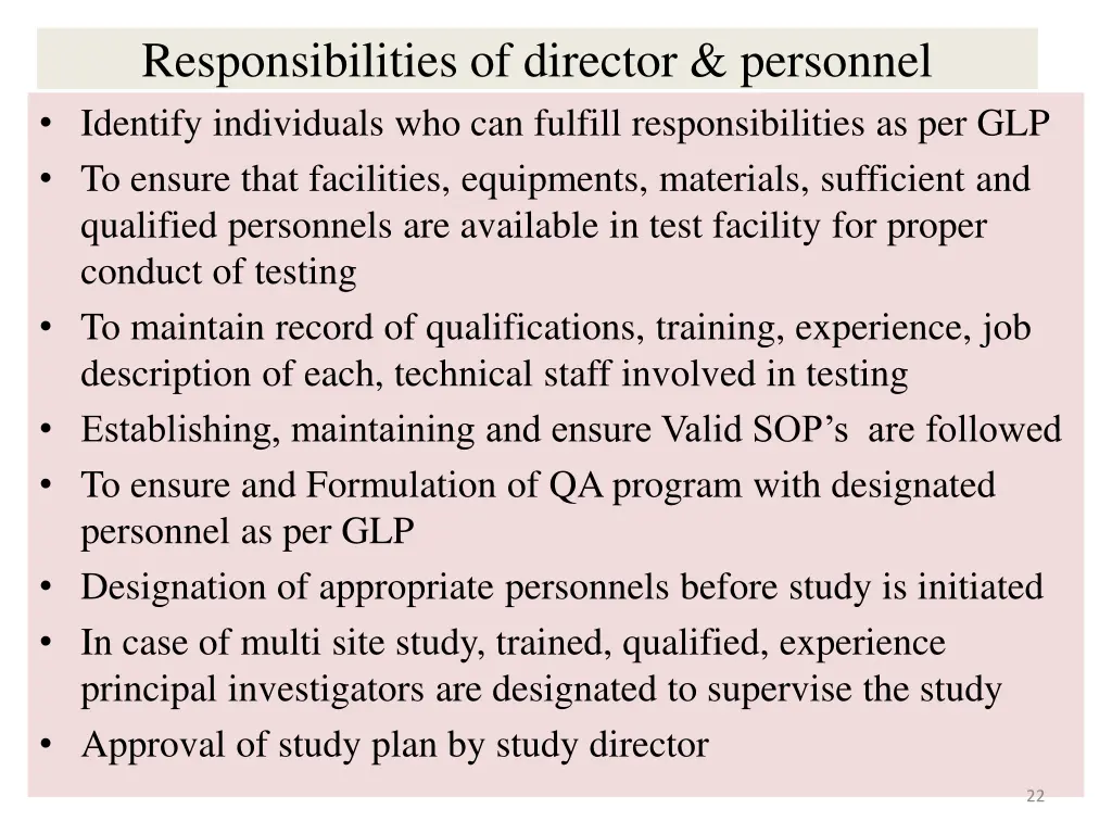 responsibilities of director personnel identify