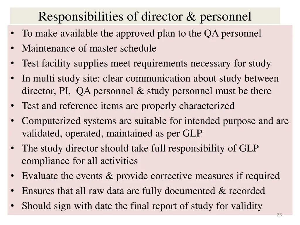 responsibilities of director personnel to make