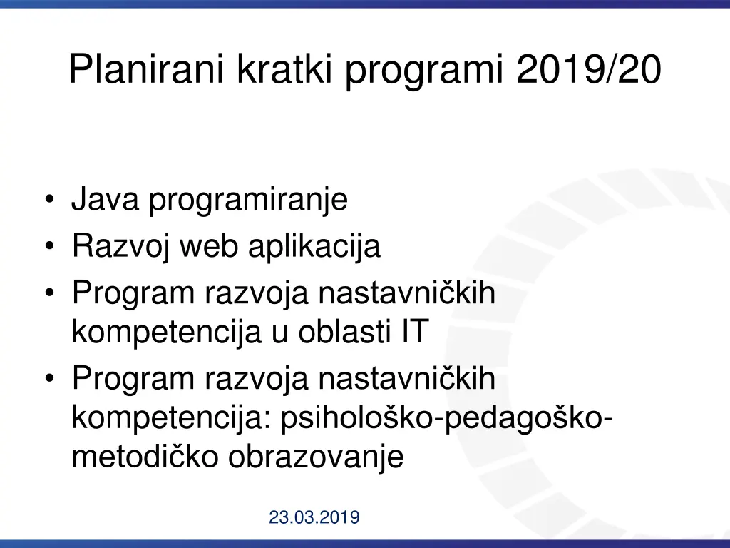 planirani kratki programi 2019 20