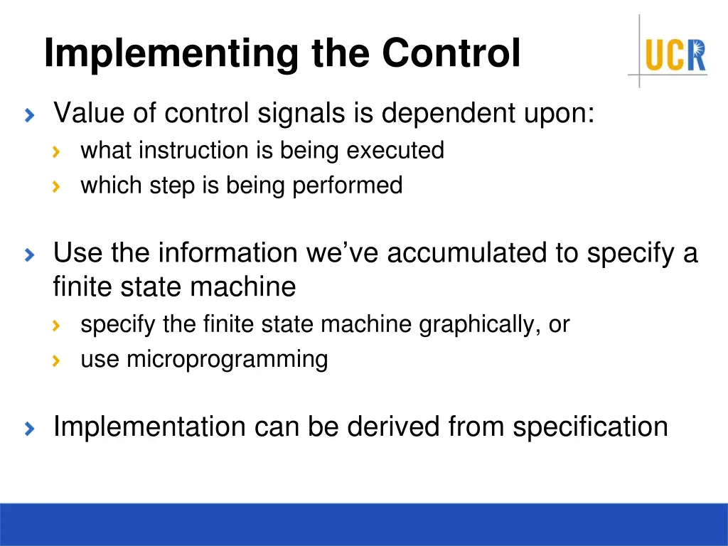 implementing the control