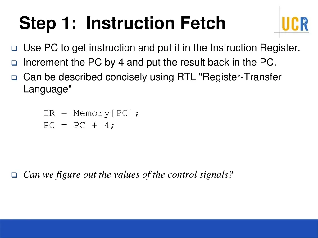 step 1 instruction fetch