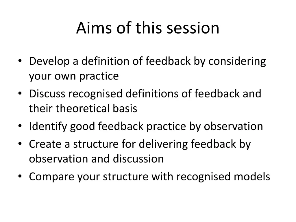 aims of this session