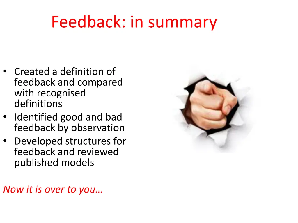 feedback in summary