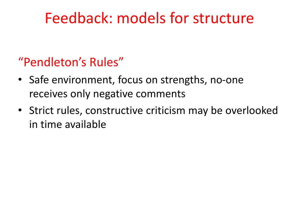 feedback models for structure