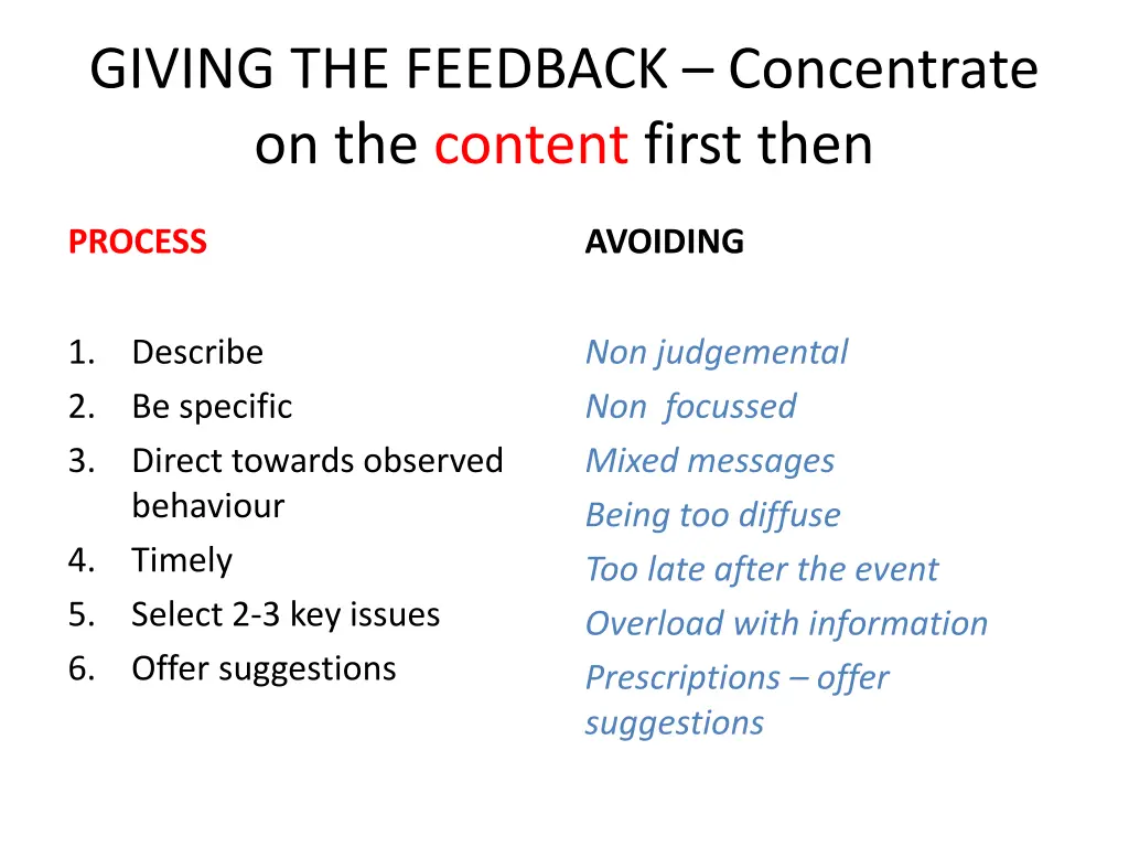 giving the feedback concentrate on the content 2
