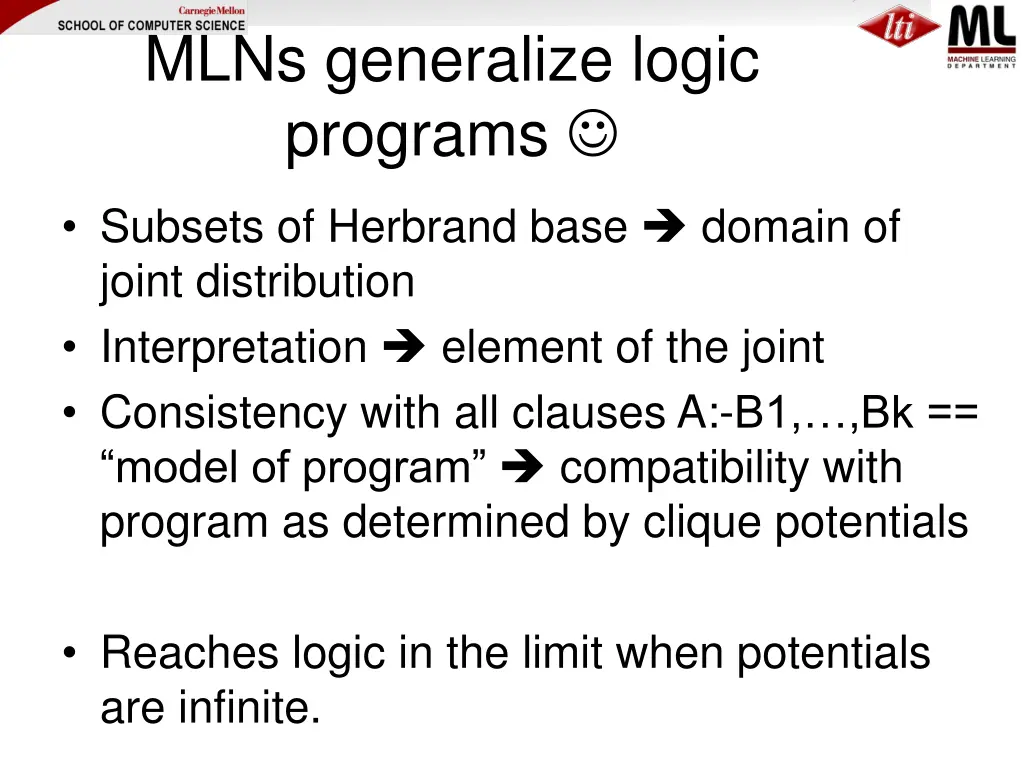 mlns generalize logic programs