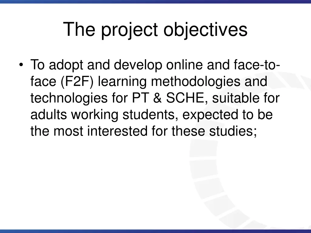 the project objectives 1