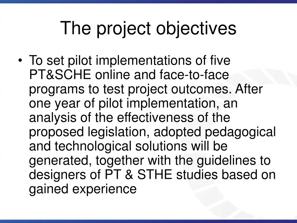 the project objectives 2