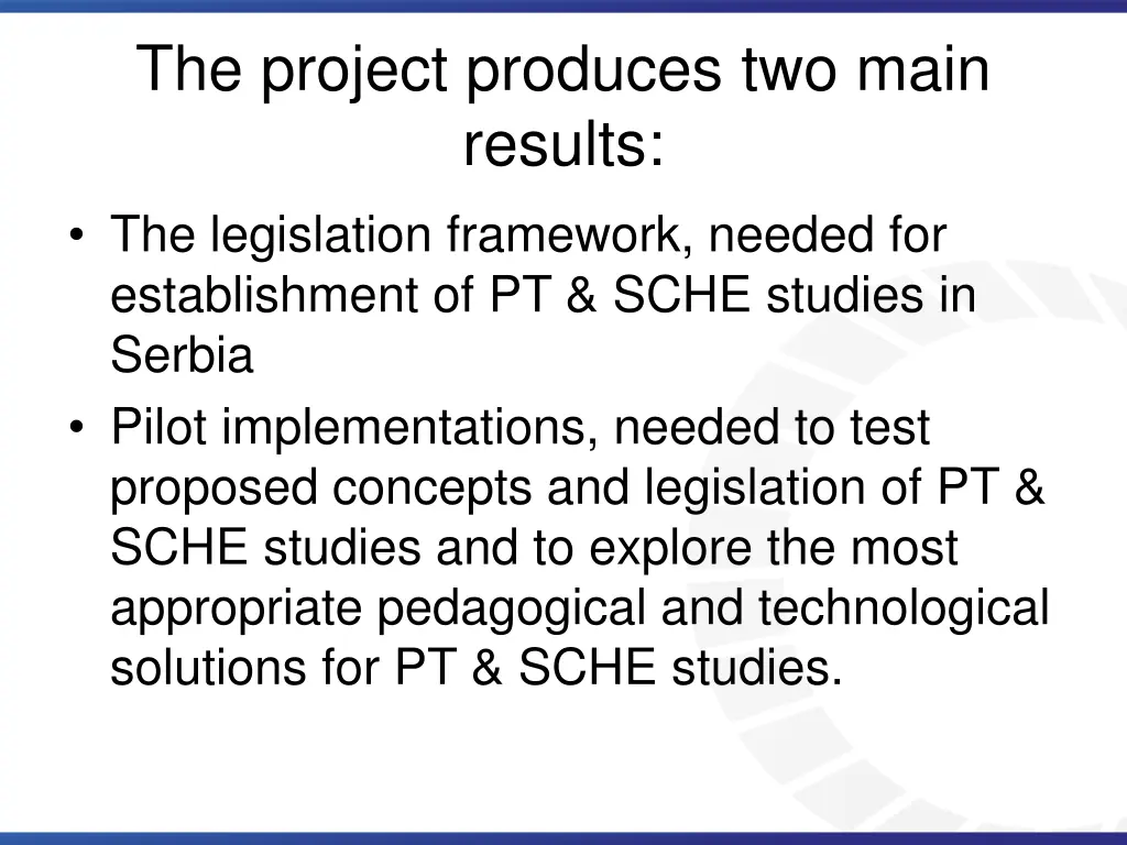 the project produces two main results