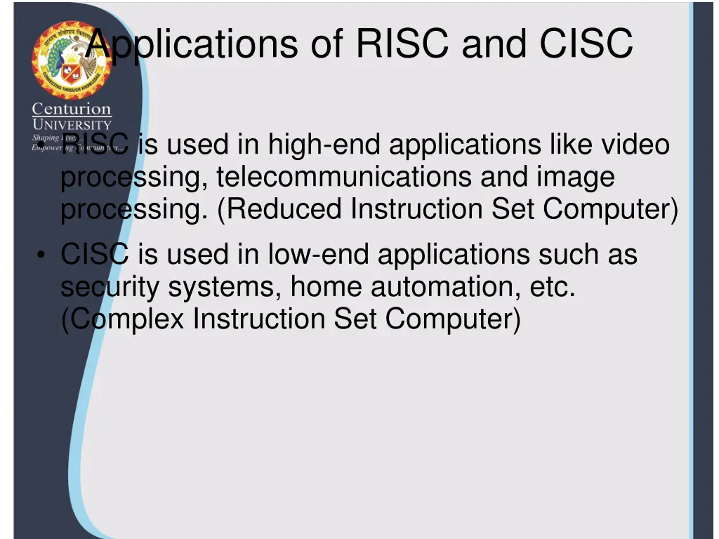 applications of risc and cisc