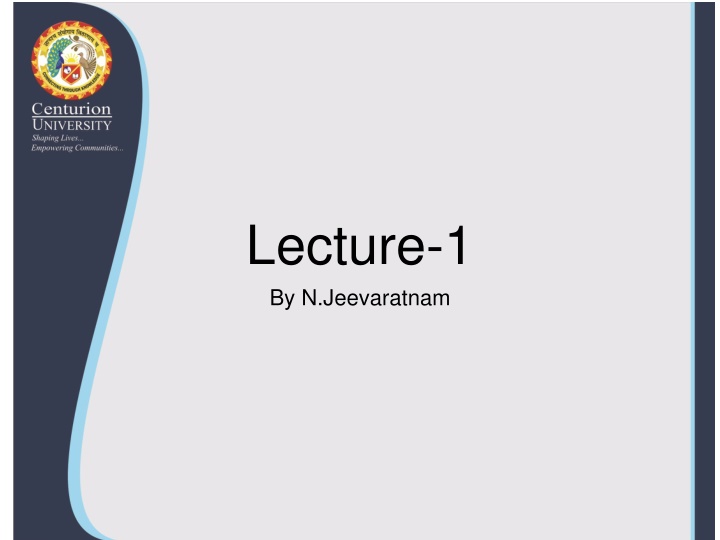 lecture 1 by n jeevaratnam