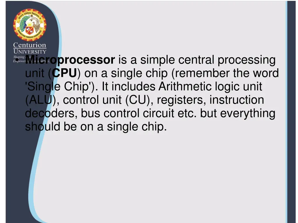 microprocessor is a simple central processing