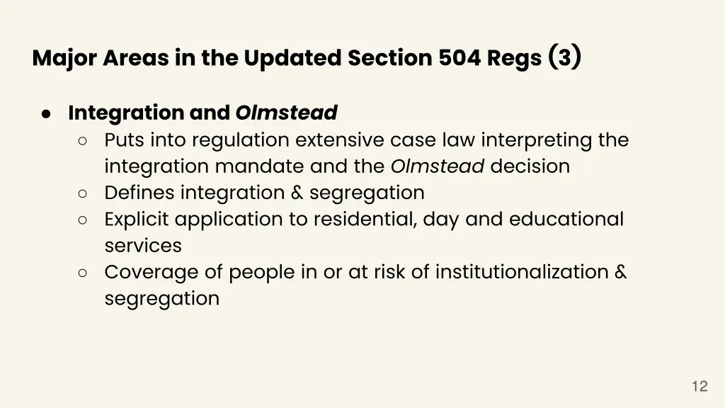 major areas in the updated section 504 regs 3