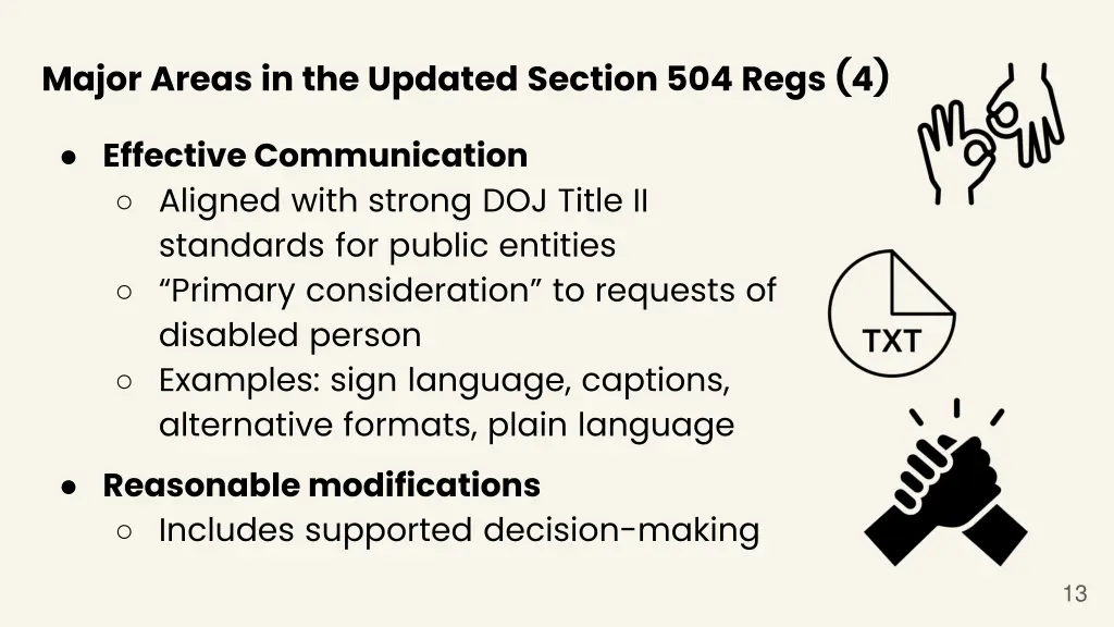major areas in the updated section 504 regs 4