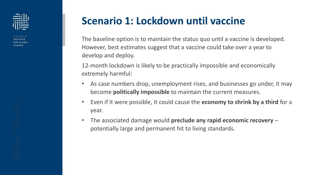 scenario 1 lockdown until vaccine