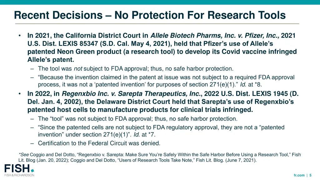 recent decisions no protection for research tools
