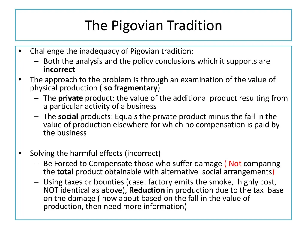 the pigovian tradition