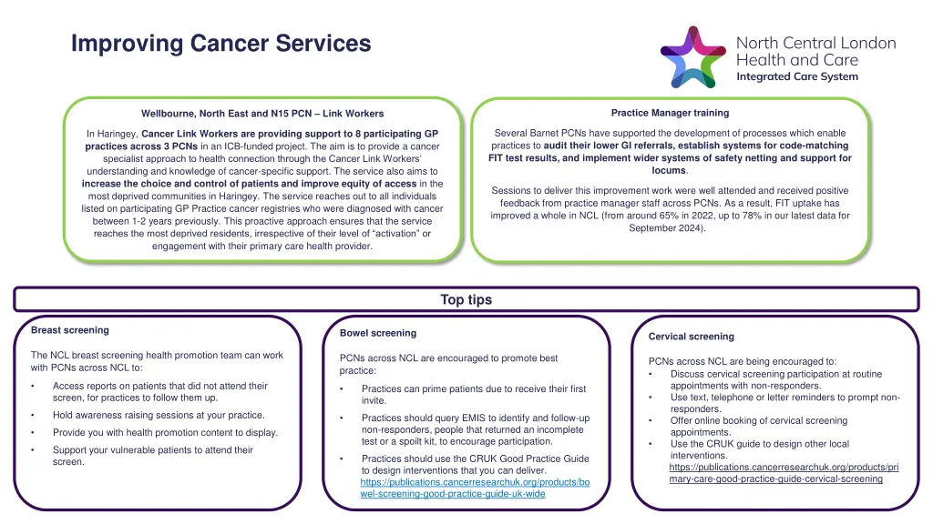 improving cancer services