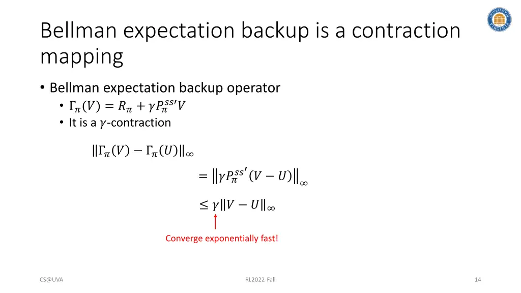 bellman expectation backup is a contraction 1