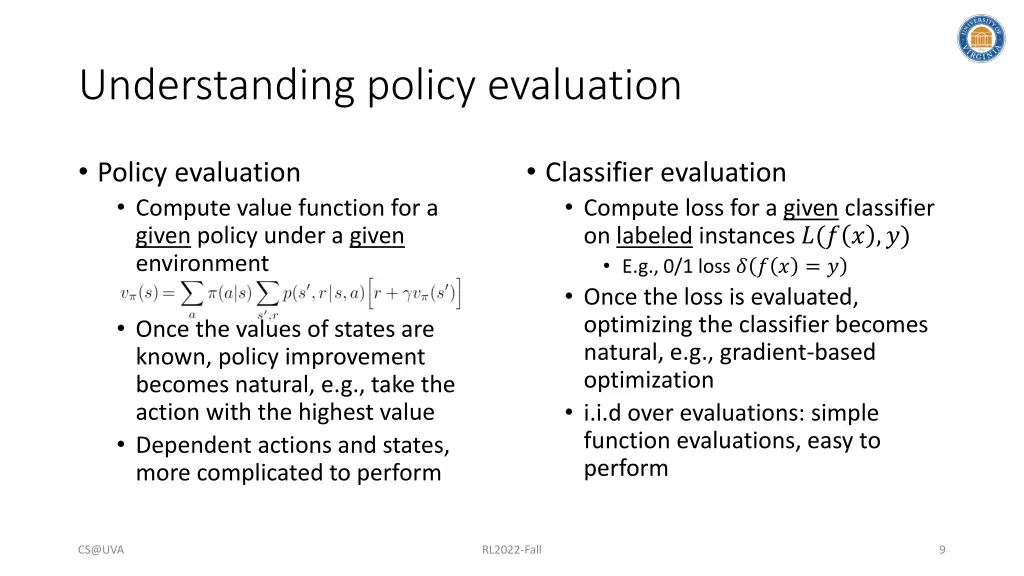 understanding policy evaluation