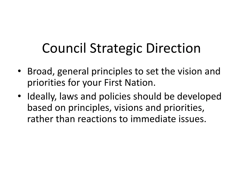 council strategic direction