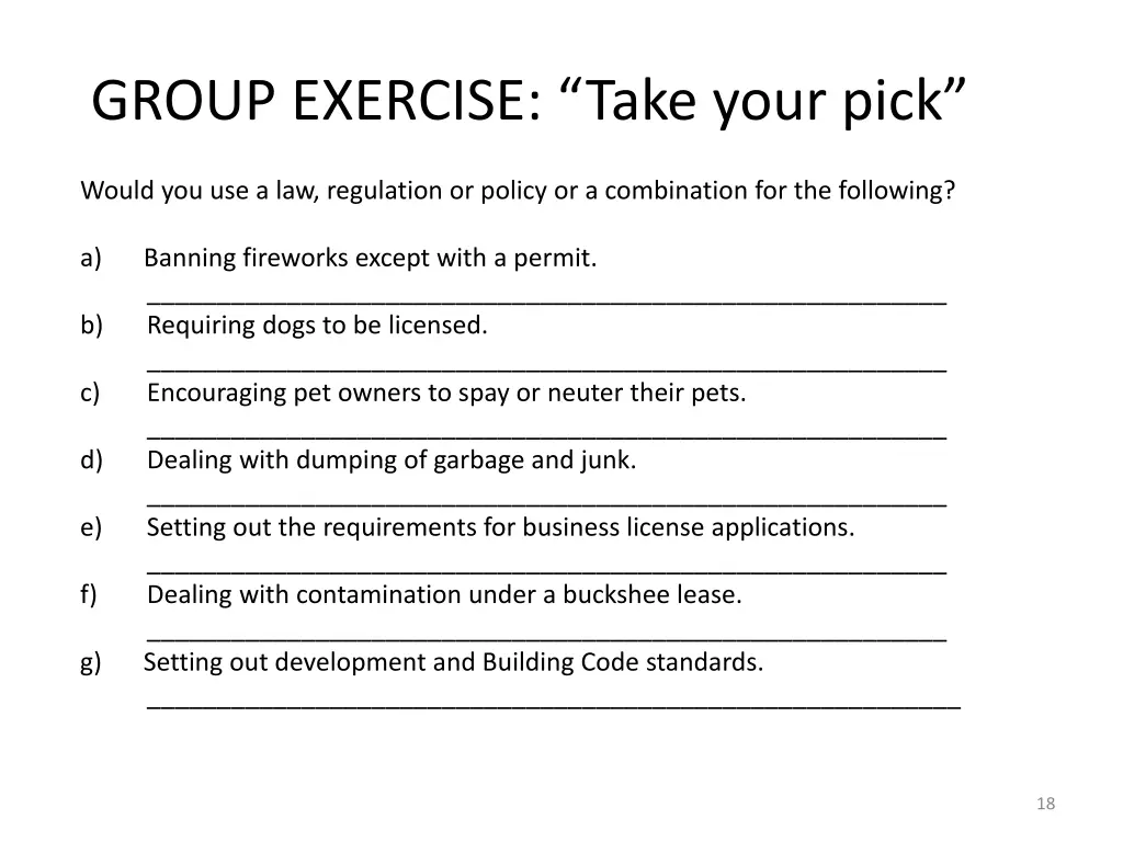 group exercise take your pick