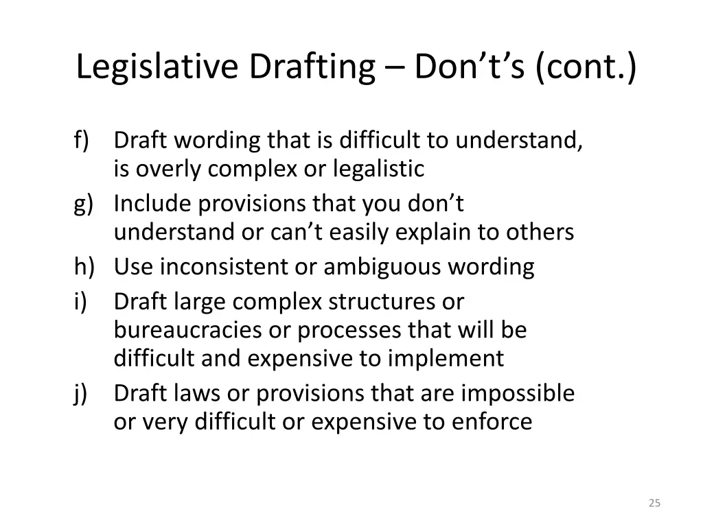 legislative drafting don t s cont