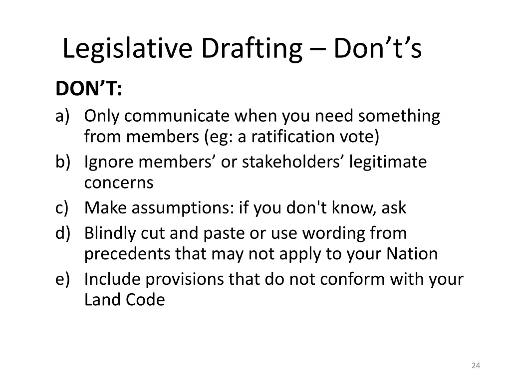 legislative drafting don t s