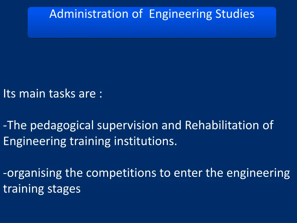administration of engineering studies