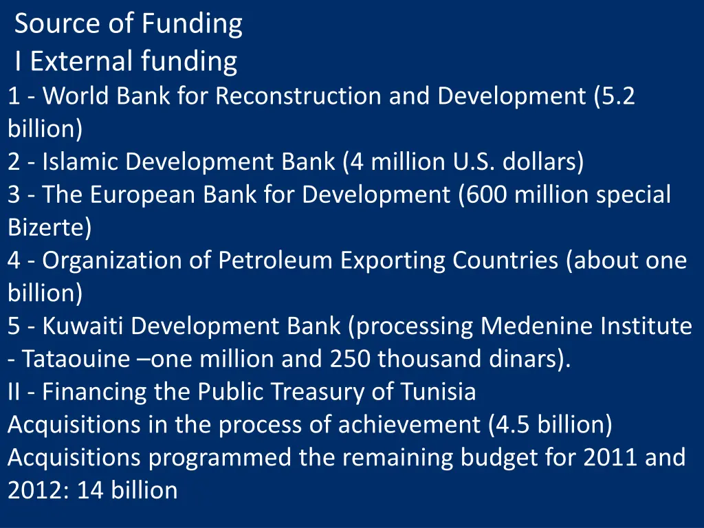 source of funding i external funding 1 world bank