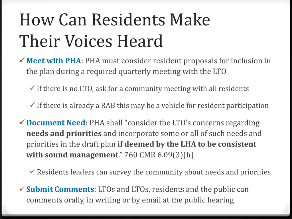 how can residents make their voices heard