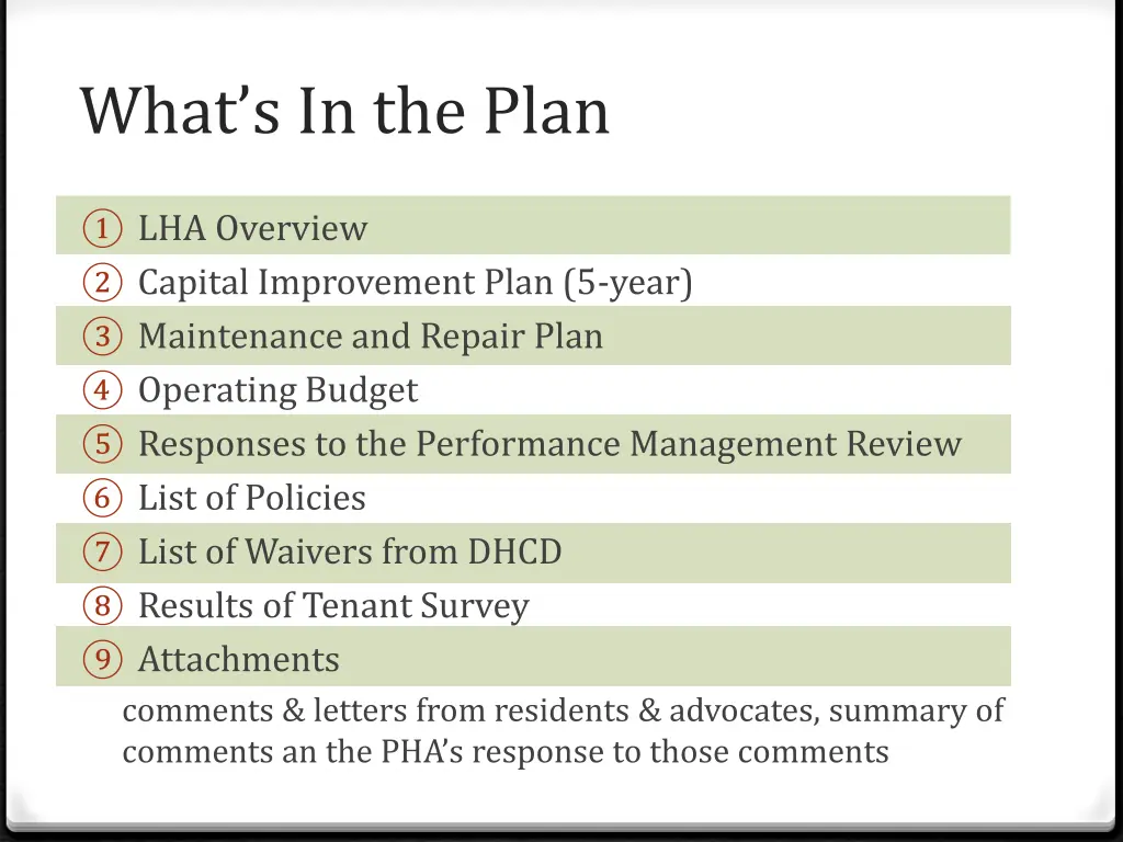what s in the plan