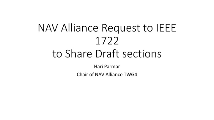 nav alliance request to ieee 1722 to share draft