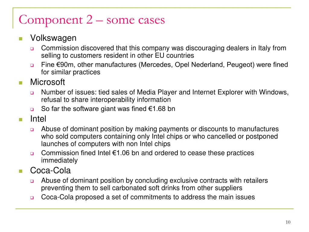 component 2 some cases