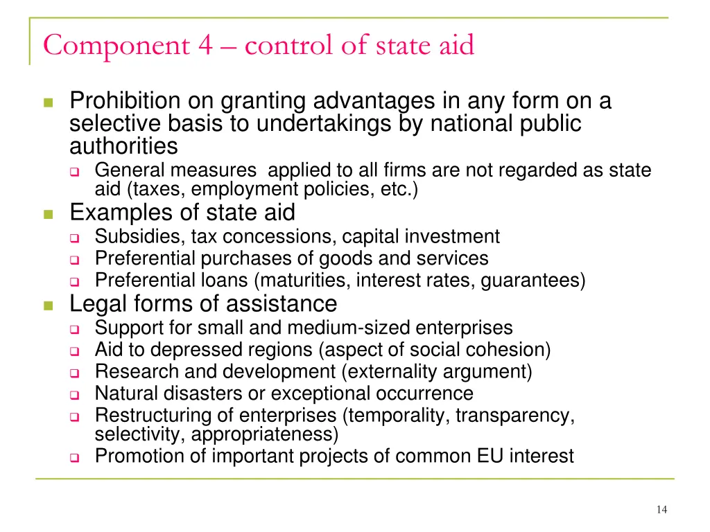 component 4 control of state aid