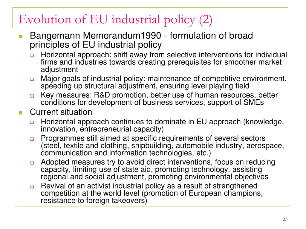 evolution of eu industrial policy 2 bangemann