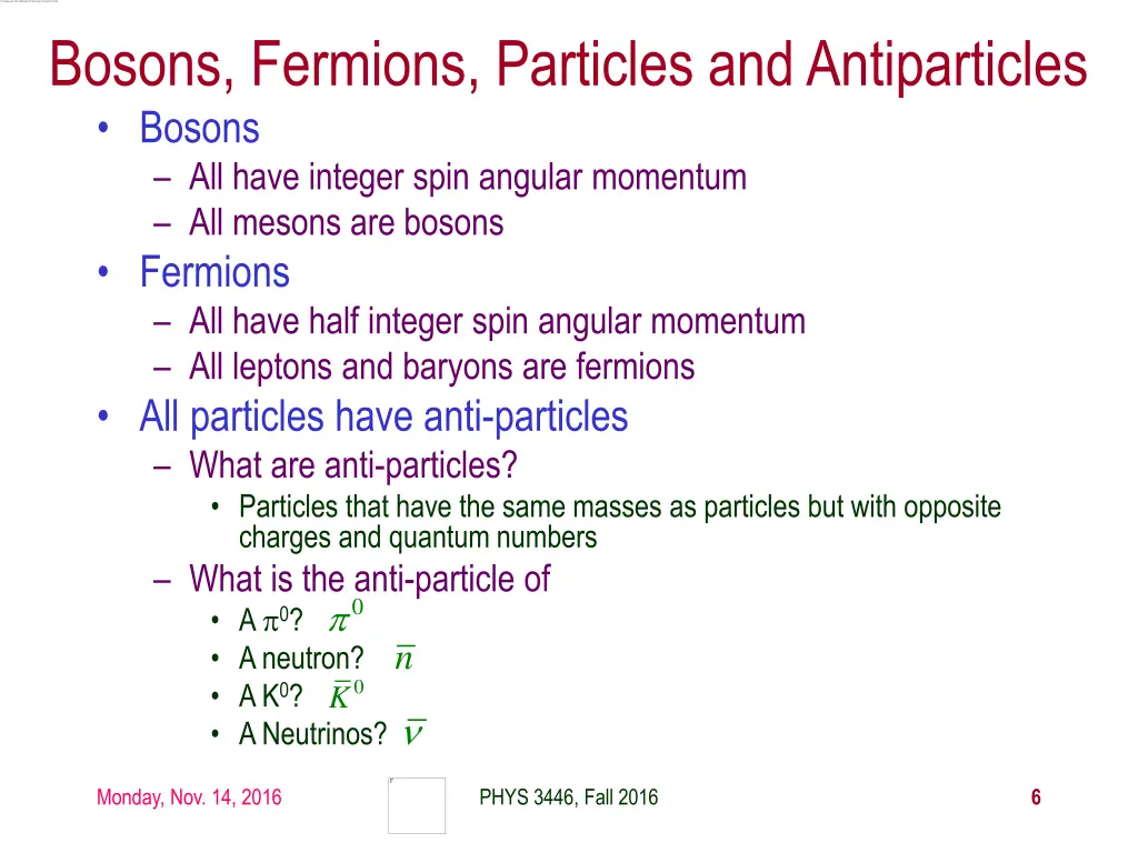 bosons fermions particles and antiparticles