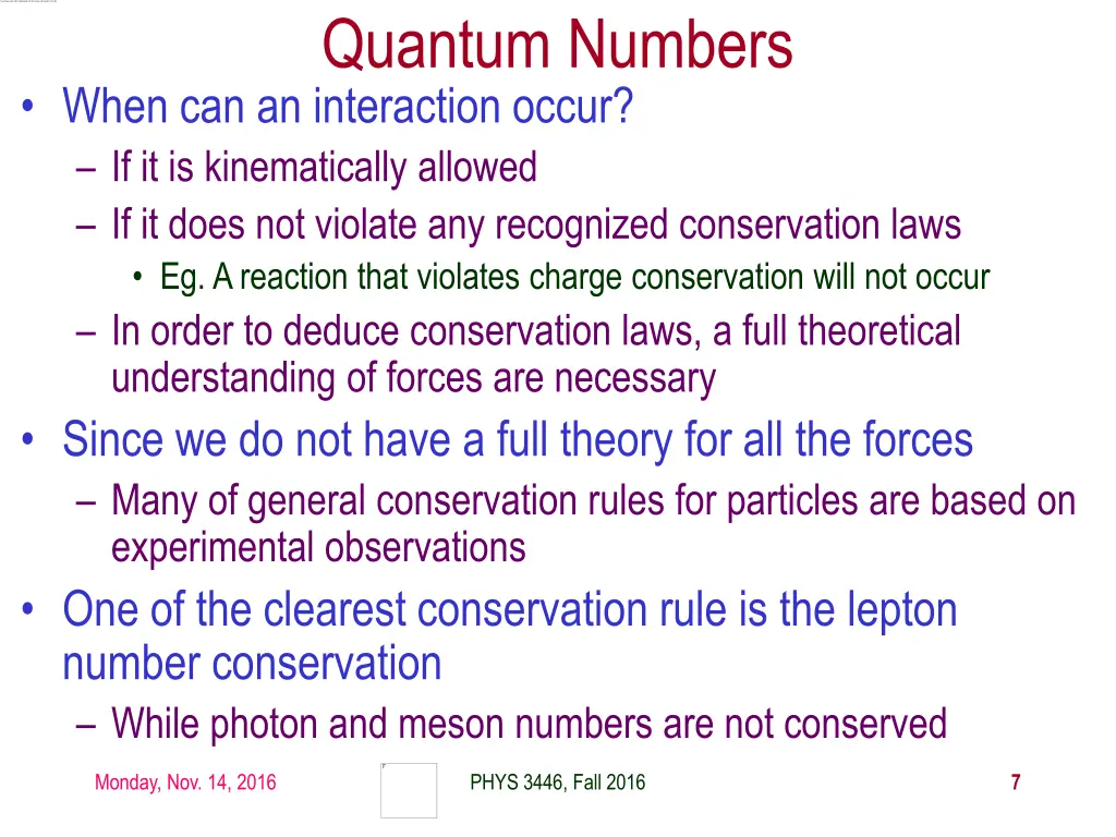 quantum numbers