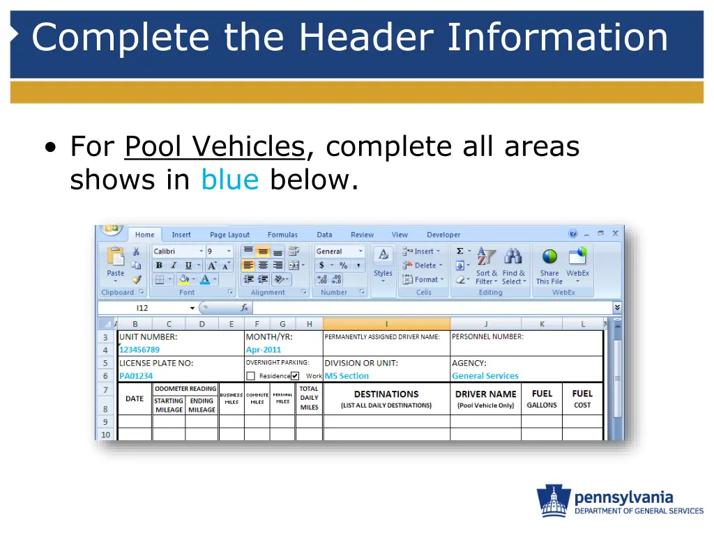 complete the header information 1