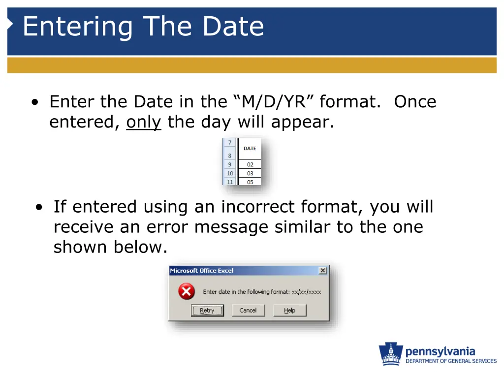 entering the date