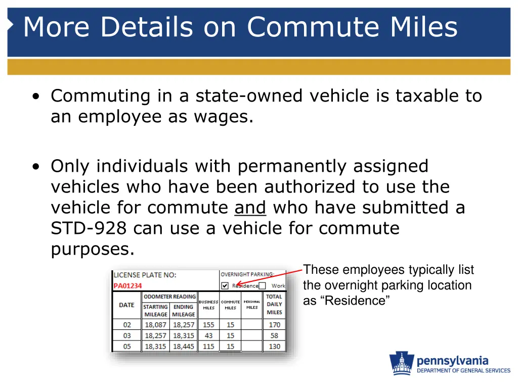 more details on commute miles