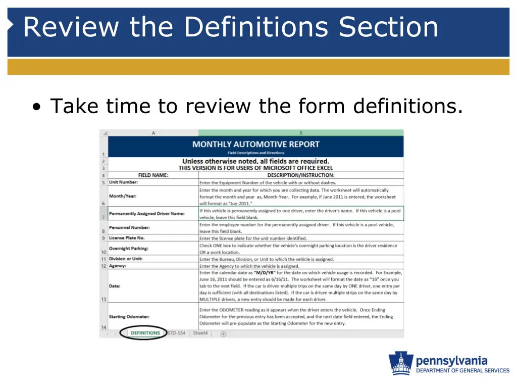 review the definitions section