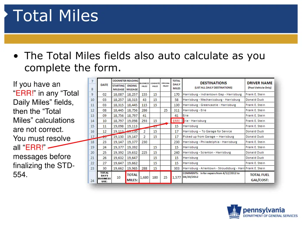 total miles