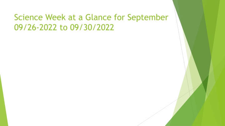 science week at a glance for september 09 26 2022