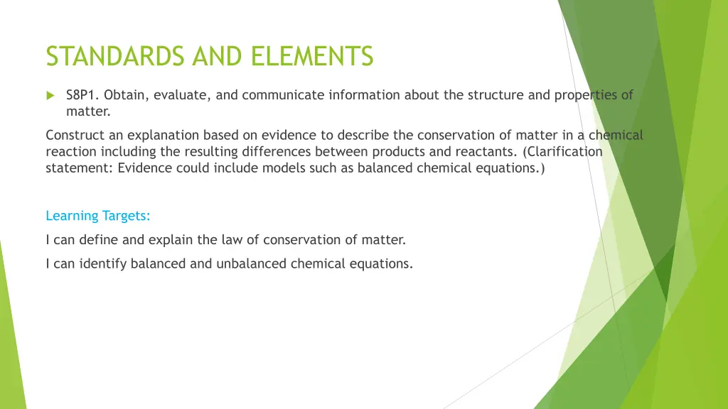 standards and elements
