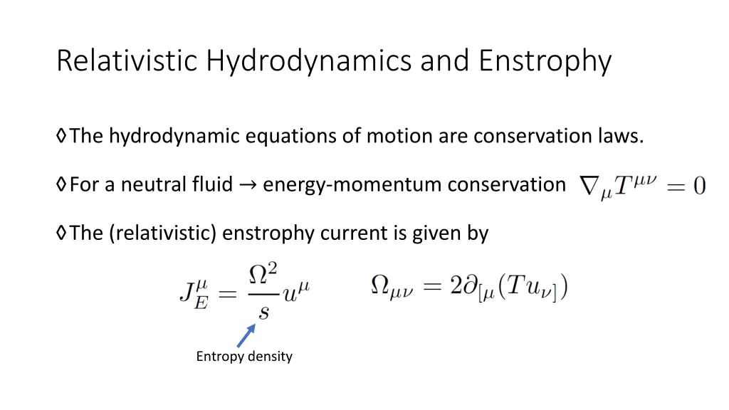 relativistic hydrodynamics and enstrophy