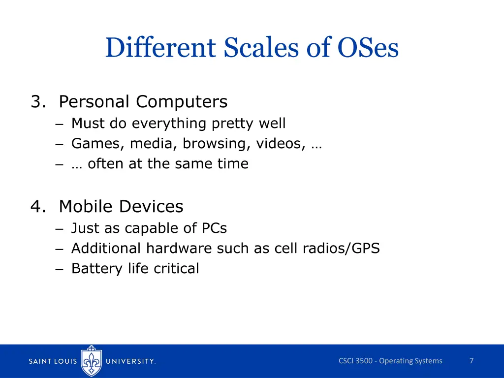 different scales of oses 1