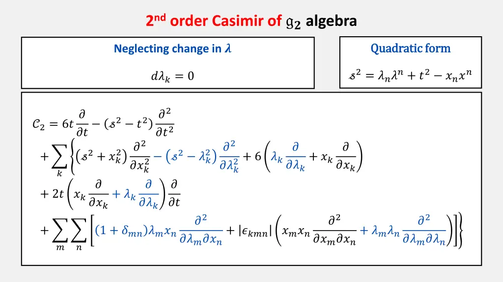 2 nd order casimir of algebra