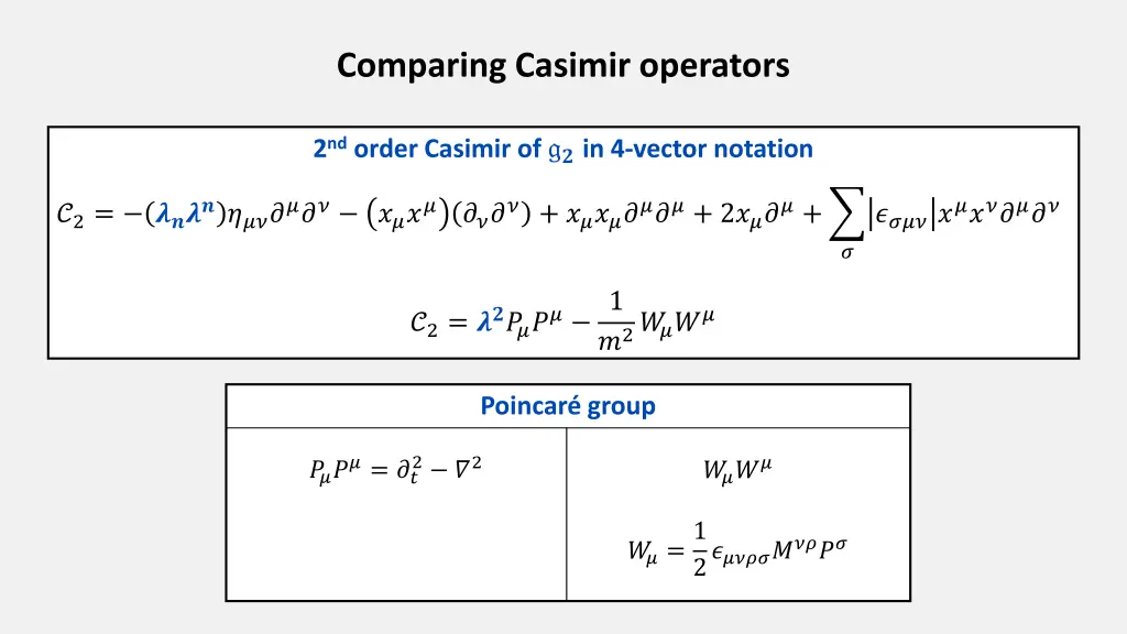 comparing casimir operators