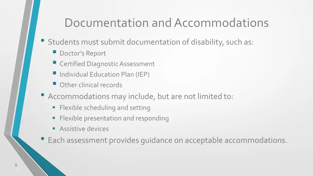 documentation and accommodations students must